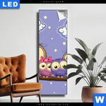 Leuchtbild Eulenfamilie Schmal Produktvorschau mit dem Bild Eulenfamilie im Format Schmal.