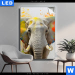 Leuchtbild Farbenexplosion Mit Elefant Hochformat Produktvorschau mit dem Bild Farbenexplosion mit Elefant im Format Hochformat.