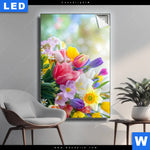 Leuchtbild Farbenfrohe Fruehlingsblueten Hochformat Produktvorschau mit dem Bild Farbenfrohe Frühlingsblüten im Format Hochformat.