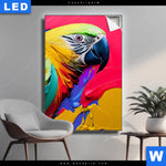 Leuchtbild Federn Papagei Hochformat Produktvorschau mit dem Bild Federn Papagei im Format Hochformat.