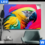 Leuchtbild Federn Papagei Querformat Produktvorschau mit dem Bild Federn Papagei im Format Querformat.