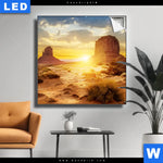 Leuchtbild Felsen In Wueste Quadrat Produktvorschau mit dem Bild Felsen in Wüste im Format Quadrat.