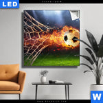 Leuchtbild Feuriger Fussball Quadrat Produktvorschau mit dem Bild Feuriger Fussball im Format Quadrat.