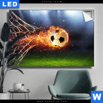 Leuchtbild Feuriger Fussball Querformat Produktvorschau mit dem Bild Feuriger Fussball im Format Querformat.