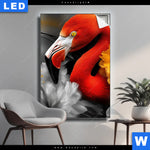 Leuchtbild Flamingo Blueten Hochformat Produktvorschau mit dem Bild Flamingo & Blüten im Format Hochformat.