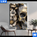 Leuchtbild Floraler Totenschaedel Hochformat Produktvorschau mit dem Bild Floraler Totenschädel im Format Hochformat.