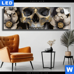 Leuchtbild Floraler Totenschaedel Panorama Produktvorschau mit dem Bild Floraler Totenschädel im Format Panorama.