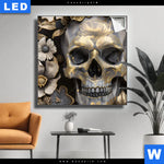 Leuchtbild Floraler Totenschaedel Quadrat Produktvorschau mit dem Bild Floraler Totenschädel im Format Quadrat.
