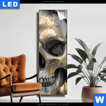 Leuchtbild Floraler Totenschaedel Schmal Produktvorschau mit dem Bild Floraler Totenschädel im Format Schmal.