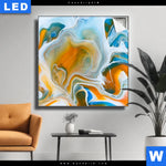 Leuchtbild Fluid Art Lagune Quadrat Produktvorschau mit dem Bild Fluid Art Lagune im Format Quadrat.