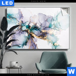 Leuchtbild Fluid Art Lila Tuerkis Querformat Produktvorschau mit dem Bild Fluid Art Lila & Türkis im Format Querformat.