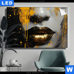 Leuchtbild Frau Mit Goldfarbe Querformat Produktvorschau mit dem Bild Frau mit Goldfarbe im Format Querformat.