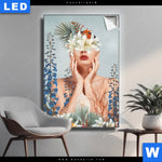 Leuchtbild Frauenportrait Mit Blumen Hochformat Produktvorschau mit dem Bild Frauenportrait mit Blumen im Format Hochformat.