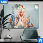 Leuchtbild Frauenportrait Mit Blumen Querformat Produktvorschau mit dem Bild Frauenportrait mit Blumen im Format Querformat.