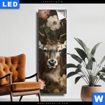 Leuchtbild Friedlicher Hirsch Und Blueten Schmal Produktvorschau mit dem Bild Friedlicher Hirsch und Blüten im Format Schmal.