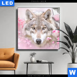 Leuchtbild Friedlicher Wolf Quadrat Produktvorschau mit dem Bild Friedlicher Wolf im Format Quadrat.