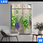 Leuchtbild Frische Kraeuter An Holzstange Hochformat Produktvorschau mit dem Bild Frische Kräuter an Holzstange im Format Hochformat.