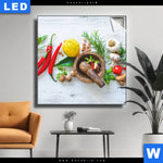 Leuchtbild Frische Kraeuter Gewuerze Quadrat Produktvorschau mit dem Bild Frische Kräuter & Gewürze im Format Quadrat.