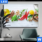 Leuchtbild Frische Kraeuter Gewuerze Querformat Produktvorschau mit dem Bild Frische Kräuter & Gewürze im Format Querformat.