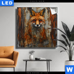 Leuchtbild Fuchs Grunge Stil Quadrat Produktvorschau mit dem Bild Fuchs - Grunge Stil im Format Quadrat.