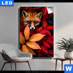 Leuchtbild Fuchs Im Herbstlaub Hochformat Produktvorschau mit dem Bild Fuchs im Herbstlaub im Format Hochformat.