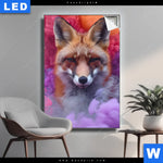 Leuchtbild Fuchs In Farbnebel Hochformat Produktvorschau mit dem Bild Fuchs in Farbnebel im Format Hochformat.