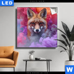 Leuchtbild Fuchs In Farbnebel Quadrat Produktvorschau mit dem Bild Fuchs in Farbnebel im Format Quadrat.