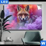 Leuchtbild Fuchs In Farbnebel Querformat Produktvorschau mit dem Bild Fuchs in Farbnebel im Format Querformat.