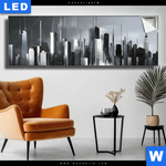 Leuchtbild Futuristische Skyline Panorama Produktvorschau mit dem Bild Futuristische Skyline im Format Panorama.
