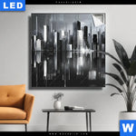 Leuchtbild Futuristische Skyline Quadrat Produktvorschau mit dem Bild Futuristische Skyline im Format Quadrat.