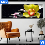 Leuchtbild Gelbe Orchidee Panorama Produktvorschau mit dem Bild Gelbe Orchidee im Format Panorama.