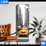 Leuchtbild Gelbe Taxis New York Schmal Produktvorschau mit dem Bild Gelbe Taxis New York im Format Schmal.