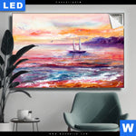 Leuchtbild Gemaelde Mit Boot Im Sonnenuntergang Querformat Produktvorschau mit dem Bild Gemälde mit Boot im Sonnenuntergang im Format Querformat.