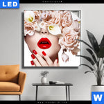 Leuchtbild Gesicht Rosen Quadrat Produktvorschau mit dem Bild Gesicht & Rosen im Format Quadrat.