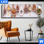 Leuchtbild Gesunde Vielfalt Aus Loeffeln Panorama Produktvorschau mit dem Bild Gesunde Vielfalt aus Löffeln im Format Panorama.