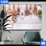 Leuchtbild Gesunde Vielfalt Aus Loeffeln Querformat Produktvorschau mit dem Bild Gesunde Vielfalt aus Löffeln im Format Querformat.