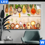 Leuchtbild Gewuerze Auf Hoelzernen Loeffeln Querformat Produktvorschau mit dem Bild Gewürze auf hölzernen Löffeln im Format Querformat.