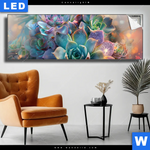 Leuchtbild Glaenzende Sukkulenten Panorama Produktvorschau mit dem Bild Glänzende Sukkulenten im Format Panorama.