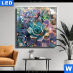 Leuchtbild Glaenzende Sukkulenten Quadrat Produktvorschau mit dem Bild Glänzende Sukkulenten im Format Quadrat.