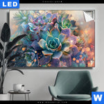 Leuchtbild Glaenzende Sukkulenten Querformat Produktvorschau mit dem Bild Glänzende Sukkulenten im Format Querformat.