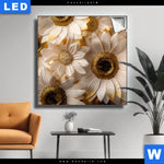 Leuchtbild Goldene Bluetenpracht Quadrat Produktvorschau mit dem Bild Goldene Blütenpracht im Format Quadrat.