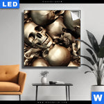 Leuchtbild Goldene Schaedel Quadrat Produktvorschau mit dem Bild Goldene Schädel im Format Quadrat.