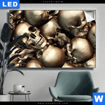 Leuchtbild Goldene Schaedel Querformat Produktvorschau mit dem Bild Goldene Schädel im Format Querformat.