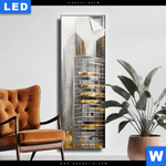 Leuchtbild Goldene Skyline Vision Schmal Produktvorschau mit dem Bild Goldene Skyline Vision im Format Schmal.
