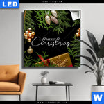 Leuchtbild Goldene Weihnachtsgruesse Quadrat Produktvorschau mit dem Bild Goldene Weihnachtsgrüße im Format Quadrat.