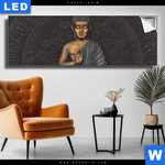 Leuchtbild Goldener Buddha Panorama Produktvorschau mit dem Bild Goldener Buddha im Format Panorama.