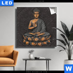 Leuchtbild Goldener Buddha Quadrat Produktvorschau mit dem Bild Goldener Buddha im Format Quadrat.