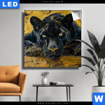Leuchtbild Goldener Panther Quadrat Produktvorschau mit dem Bild Goldener Panther im Format Quadrat.