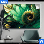 Leuchtbild Gruene Spiralblaetter Querformat Produktvorschau mit dem Bild Grüne Spiralblätter im Format Querformat.