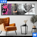 Leuchtbild Grunge Elefant Panorama Produktvorschau mit dem Bild Grunge Elefant im Format Panorama.